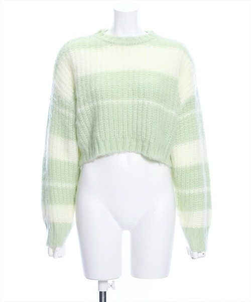 clear(クリア)の「ショート丈ボーダー起毛ニットトップス≪STAY MOTION≫(ニット/セーター・レディース・ブラック/ミント/ピンク・F)」の16枚目の写真