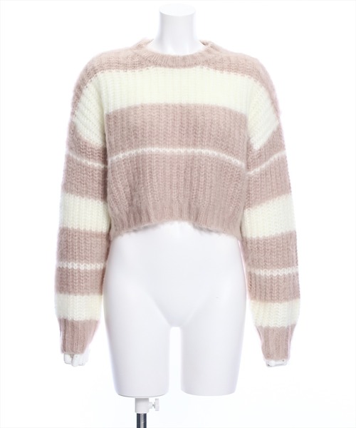 clear(クリア)の「ショート丈ボーダー起毛ニットトップス≪STAY MOTION≫(ニット/セーター・レディース・ブラック/ミント/ピンク・F)」の17枚目の写真