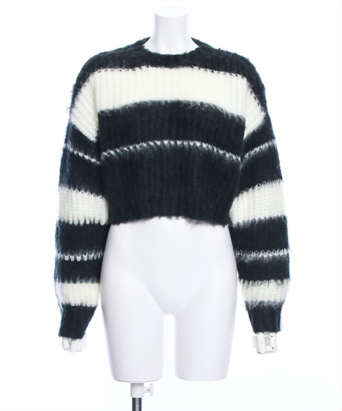 clear(クリア)の「ショート丈ボーダー起毛ニットトップス≪STAY MOTION≫(ニット/セーター・レディース・ブラック/ミント/ピンク・F)」の18枚目の写真