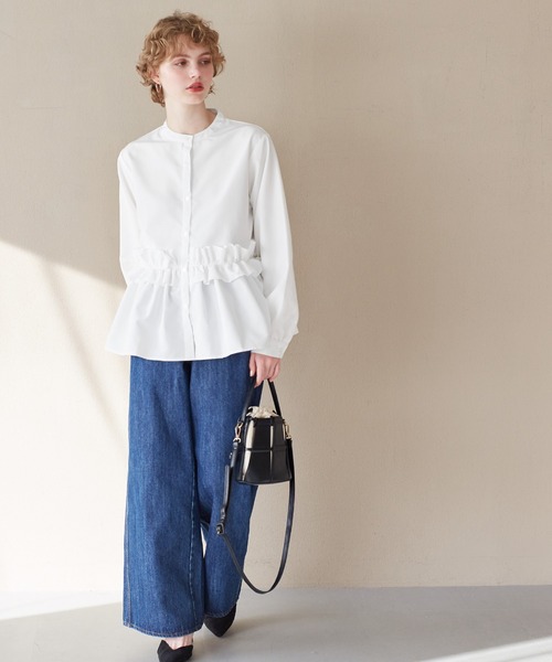 coca（coca）（コカ）の「ホイップフリルブラウス| セレモニー オフィス ママスーツ 卒業式（シャツ/ブラウス・レディース・チャコール/ホワイト/ライトブルー/ネイビー/ライトグレー/ブラック・M/L）」の16枚目の写真