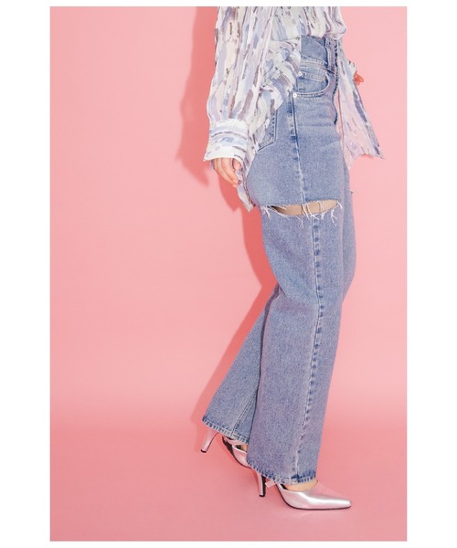 ANAP（アナップ）の「3つボタンサイドカットデニムパンツ（デニムパンツ・レディース・ブラック/ブルー・S/M）」の2枚目の写真