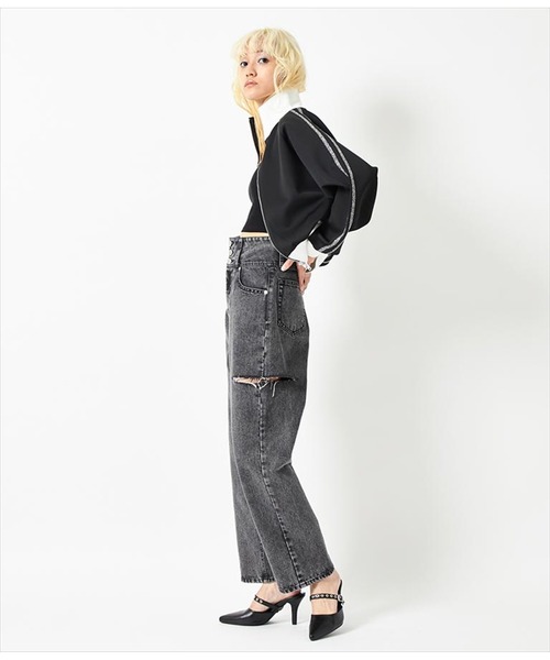 ANAP（アナップ）の「3つボタンサイドカットデニムパンツ（デニムパンツ・レディース・ブラック/ブルー・S/M）」の9枚目の写真