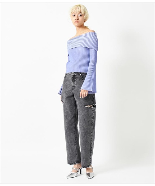 ANAP（アナップ）の「3つボタンサイドカットデニムパンツ（デニムパンツ・レディース・ブラック/ブルー・S/M）」の4枚目の写真