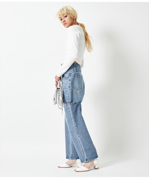 ANAP（アナップ）の「3つボタンサイドカットデニムパンツ（デニムパンツ・レディース・ブラック/ブルー・S/M）」の21枚目の写真