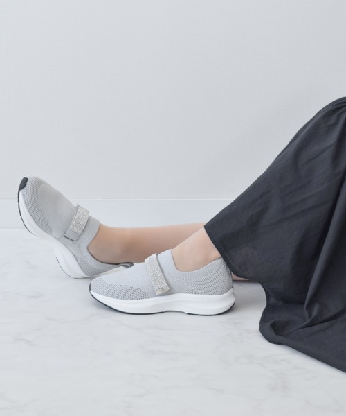 Bridget Birkin(ブリジットバーキン)の「【Bridget Birkin】ベルトストーンニットスニーカー(545012)(スニーカー・レディース・ブラック/ベージュ/ライトグレー/ダークグレー/ブラック系その他・S/M/L/LL)」の21枚目の写真