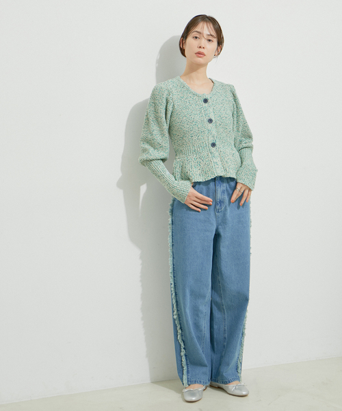 【セール】ミックスヤーンショート丈カーディガン（カーディガン/ボレロ）｜LE CERCLE par rope'（ルセルクルパーロペ）