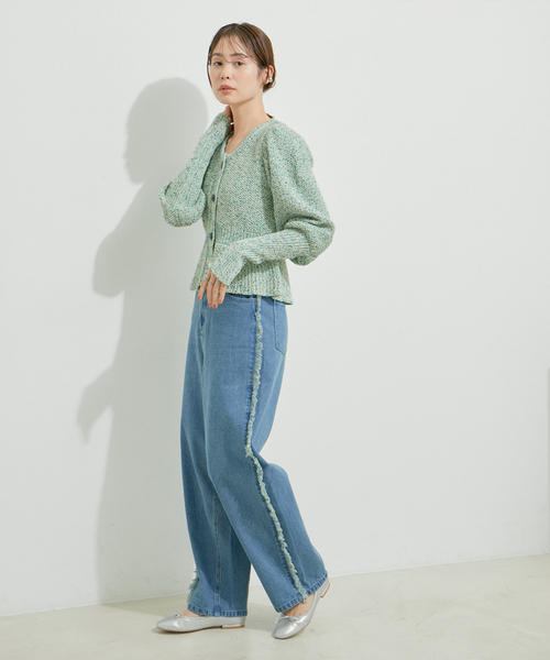 【セール】ミックスヤーンショート丈カーディガン（カーディガン/ボレロ）｜LE CERCLE par rope'（ルセルクルパーロペ）