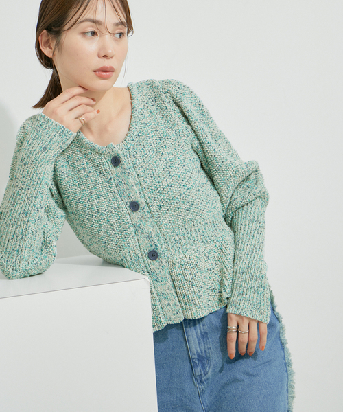 【セール】ミックスヤーンショート丈カーディガン（カーディガン/ボレロ）｜LE CERCLE par rope'（ルセルクルパーロペ）