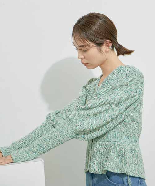 【セール】ミックスヤーンショート丈カーディガン（カーディガン/ボレロ）｜LE CERCLE par rope'（ルセルクルパーロペ）