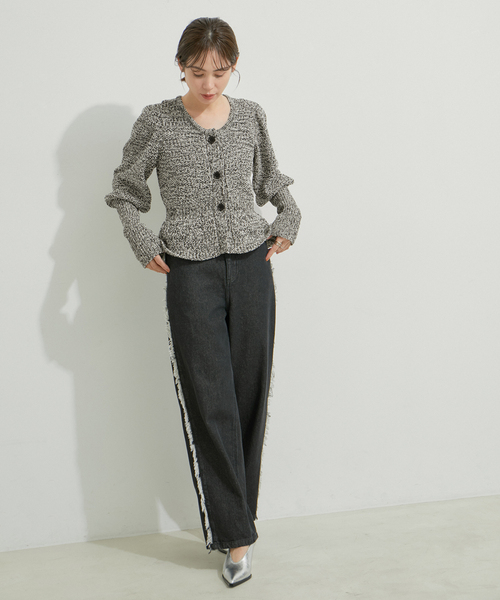 【セール】ミックスヤーンショート丈カーディガン（カーディガン/ボレロ）｜LE CERCLE par rope'（ルセルクルパーロペ）