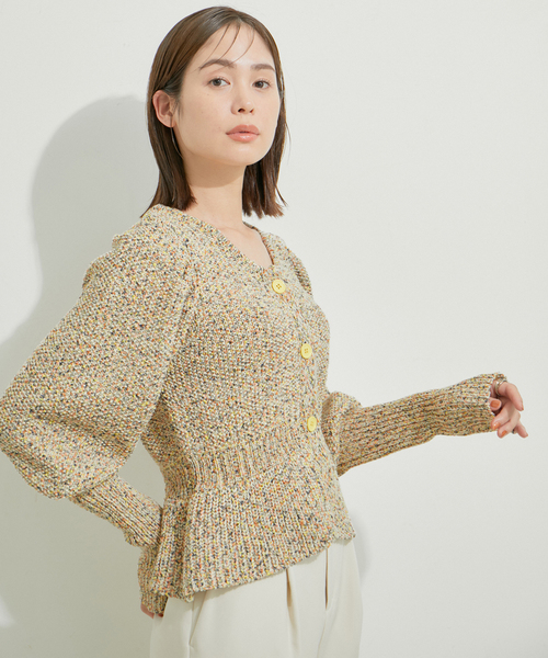 【セール】ミックスヤーンショート丈カーディガン（カーディガン/ボレロ）｜LE CERCLE par rope'（ルセルクルパーロペ）