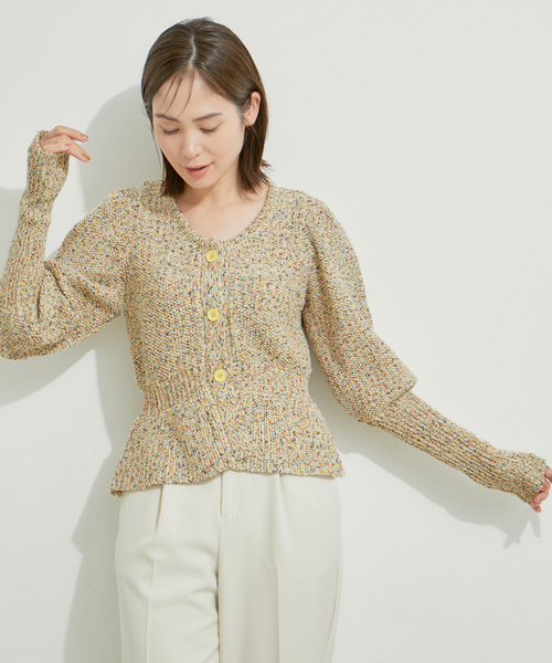 【セール】ミックスヤーンショート丈カーディガン（カーディガン/ボレロ）｜LE CERCLE par rope'（ルセルクルパーロペ）