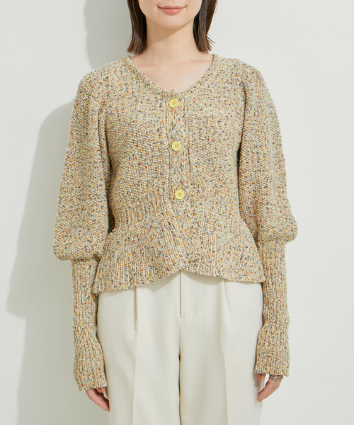 【セール】ミックスヤーンショート丈カーディガン（カーディガン/ボレロ）｜LE CERCLE par rope'（ルセルクルパーロペ）