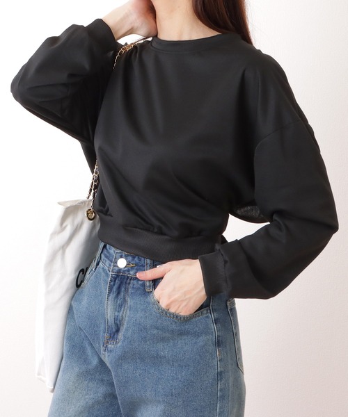 Lace Ladies(レースレディース)の「バックリボン レイヤード コンパクト クルーネック プルオーバー(Tシャツ/カットソー・レディース・ブラック/グレー/ホワイト・XL/M)」の4枚目の写真