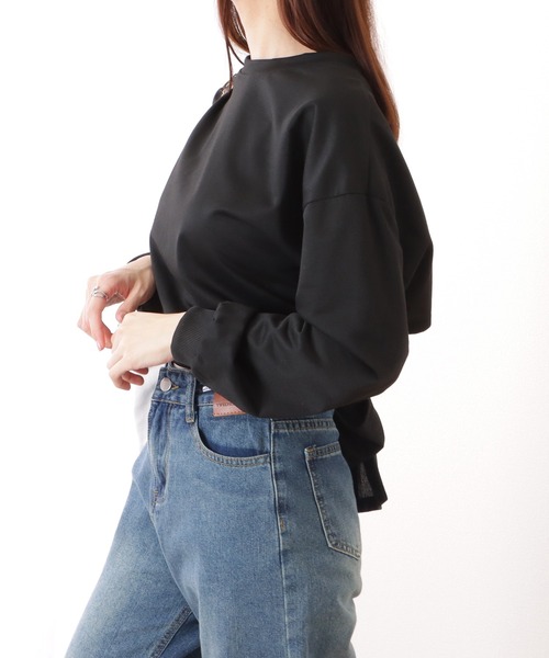 Lace Ladies(レースレディース)の「バックリボン レイヤード コンパクト クルーネック プルオーバー(Tシャツ/カットソー・レディース・ブラック/グレー/ホワイト・XL/M)」の7枚目の写真