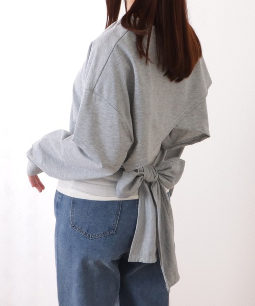 Lace Ladies(レースレディース)の「バックリボン レイヤード コンパクト クルーネック プルオーバー(Tシャツ/カットソー・レディース・ブラック/グレー/ホワイト・XL/M)」の9枚目の写真