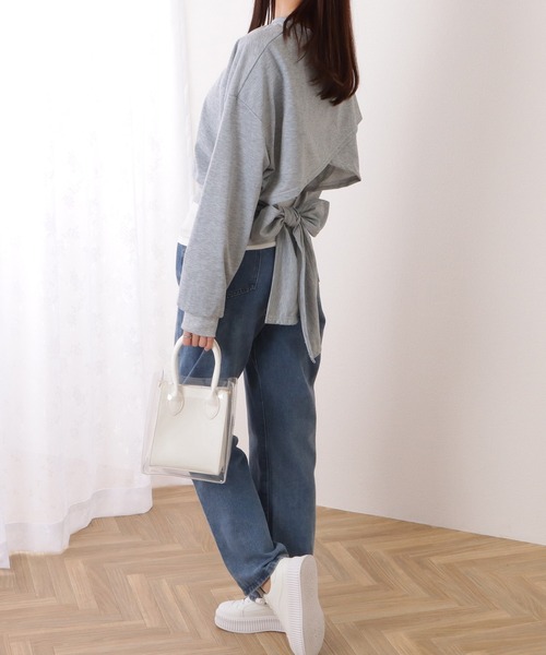 Lace Ladies(レースレディース)の「バックリボン レイヤード コンパクト クルーネック プルオーバー(Tシャツ/カットソー・レディース・ブラック/グレー/ホワイト・XL/M)」の13枚目の写真