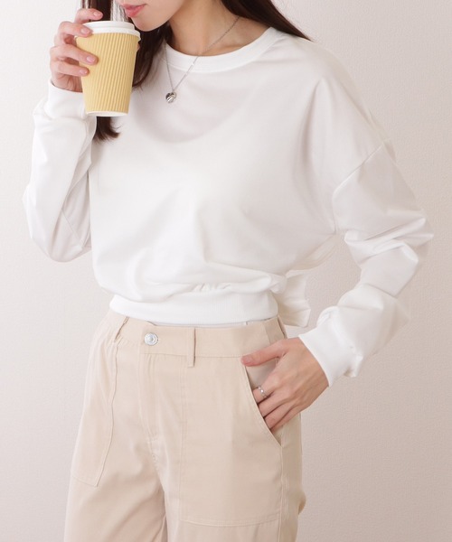 Lace Ladies(レースレディース)の「バックリボン レイヤード コンパクト クルーネック プルオーバー(Tシャツ/カットソー・レディース・ブラック/グレー/ホワイト・XL/M)」の16枚目の写真