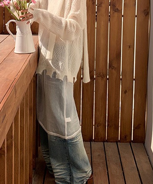 LYEON(リヨン)の「ドットスタッズレイヤードシアースカート(スカート・レディース・ホワイト/ブラック・FREE)」の9枚目の写真