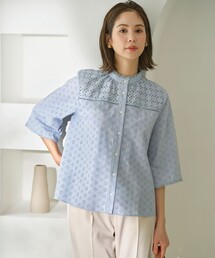 【WEB限定カラーあり】エンブロイダリーレース フレアスリーブブラウス