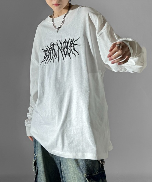 Confirm(コンファーム)の「24SS ビッグシルエット Y2K グランジワンポイント刺繍ロンT カットソー ユニセックス(Tシャツ/カットソー・メンズ・ピンク系その他/ブラック系その他/チャコールグレー/ピンク/ホワイト系その他/ホワイト・M/L)」の3枚目の写真
