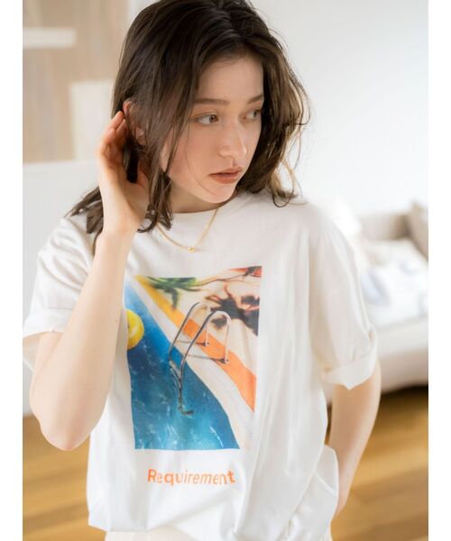 Ungrid（アングリッド）の「フォトビッグロゴTee（Tシャツ/カットソー・レディース・オフホワイト/チャコールグレー/ピンク/イエロー/ブルー・FREE）」の6枚目の写真