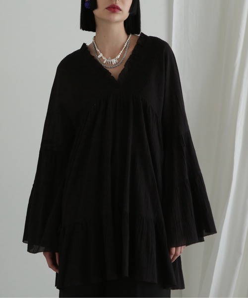 ROSE BUD（ローズバッド）の「コットンピンタックブラウス（シャツ/ブラウス・レディース・ホワイト系その他/ライトグリーン/ブラック・FREE）」の3枚目の写真