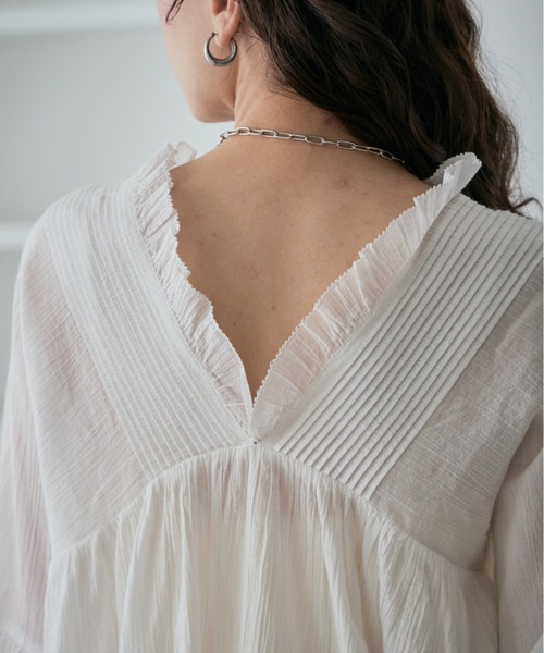 ROSE BUD（ローズバッド）の「コットンピンタックブラウス（シャツ/ブラウス・レディース・ホワイト系その他/ライトグリーン/ブラック・FREE）」の11枚目の写真