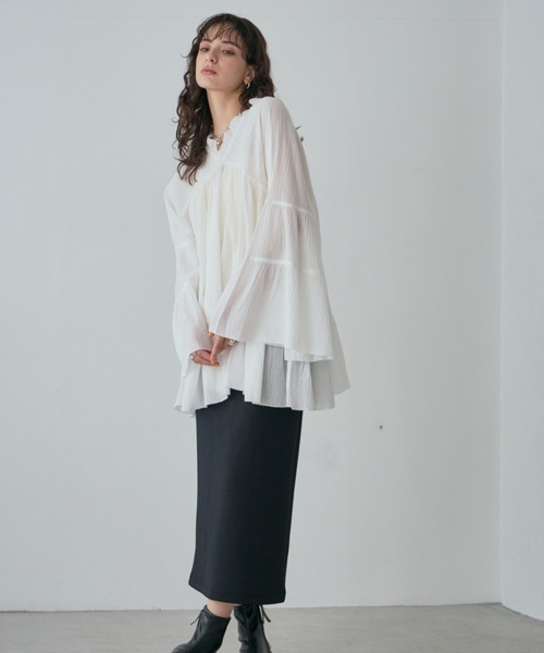 ROSE BUD（ローズバッド）の「コットンピンタックブラウス（シャツ/ブラウス・レディース・ホワイト系その他/ライトグリーン/ブラック・FREE）」の4枚目の写真