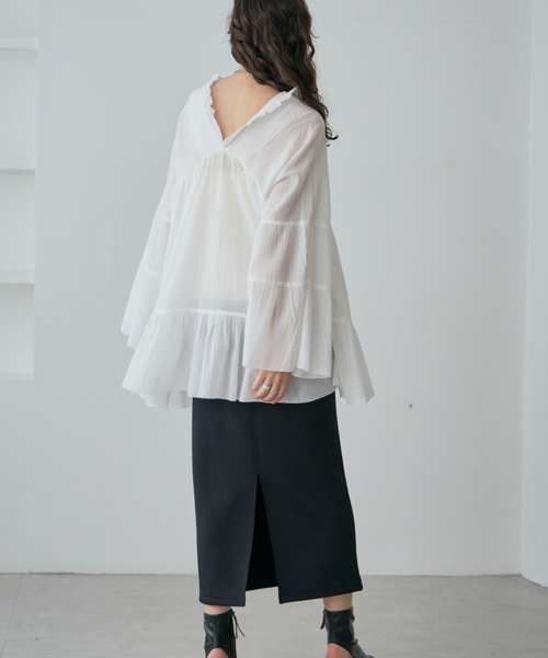 ROSE BUD（ローズバッド）の「コットンピンタックブラウス（シャツ/ブラウス・レディース・ホワイト系その他/ライトグリーン/ブラック・FREE）」の6枚目の写真