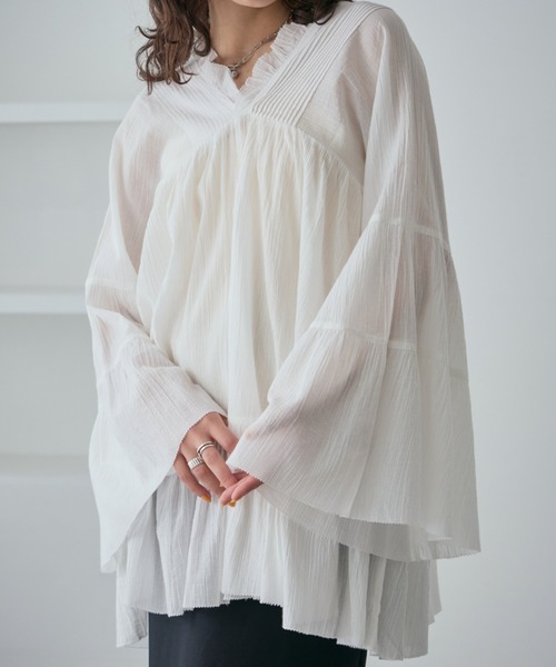 ROSE BUD（ローズバッド）の「コットンピンタックブラウス（シャツ/ブラウス・レディース・ホワイト系その他/ライトグリーン/ブラック・FREE）」の7枚目の写真