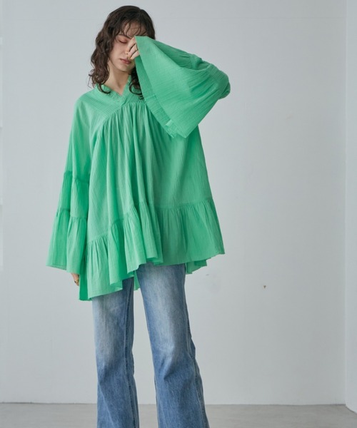 ROSE BUD（ローズバッド）の「コットンピンタックブラウス（シャツ/ブラウス・レディース・ホワイト系その他/ライトグリーン/ブラック・FREE）」の14枚目の写真