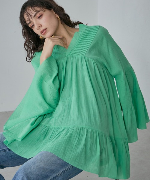 【セール】コットンピンタックブラウス（シャツ/ブラウス）｜ROSE BUD（ローズバッド）