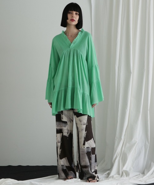 ROSE BUD（ローズバッド）の「コットンピンタックブラウス（シャツ/ブラウス・レディース・ホワイト系その他/ライトグリーン/ブラック・FREE）」の22枚目の写真