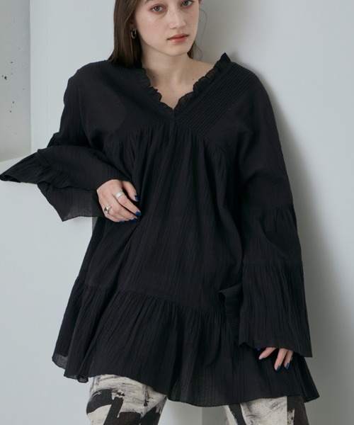 【セール】コットンピンタックブラウス（シャツ/ブラウス）｜ROSE BUD（ローズバッド）