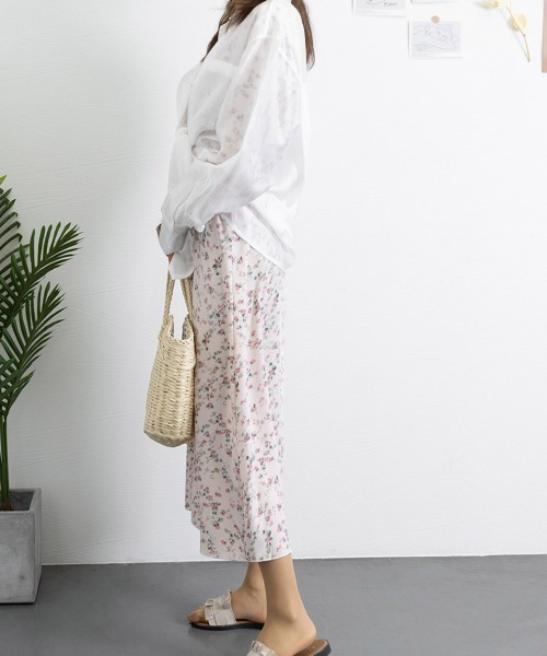 Miniministore(ミニミニストア)の「ウエストシャーリング花柄ロングワンピース(ワンピース・レディース・ベージュ/アクア/ピンク・XL/M/L)」の5枚目の写真