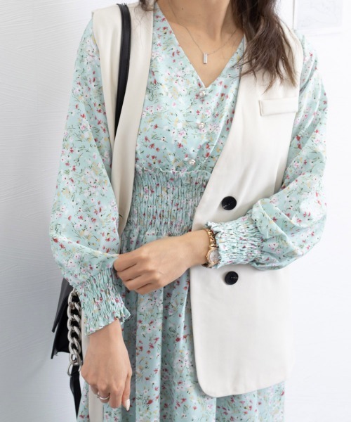 Miniministore(ミニミニストア)の「ウエストシャーリング花柄ロングワンピース(ワンピース・レディース・ベージュ/アクア/ピンク・XL/M/L)」の13枚目の写真