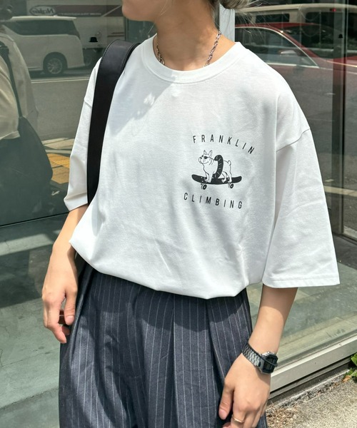 Franklin Climbing(フランクリンクライミング)の「【Franklin Climbing】ブルドッグスケボープリント半袖Tee(Tシャツ/カットソー・レディース・チャコールグレー/ライトグレー/ホワイト・X-LARGE/LARGE/MEDIUM)」の1枚目の写真