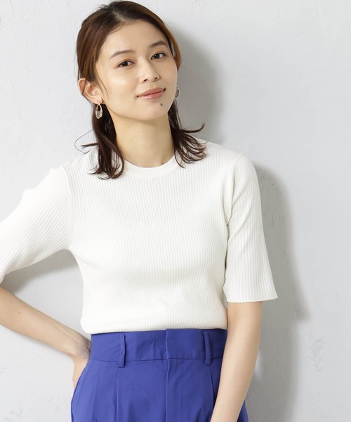 FOUND GOOD(ファウンドグッド)の「リブタイトニット5分袖プルオーバー(ニット/セーター・レディース・ブラック/ブルー系6/ホワイト系5/グレー系/ピンク系5・L/M/S)」の10枚目の写真