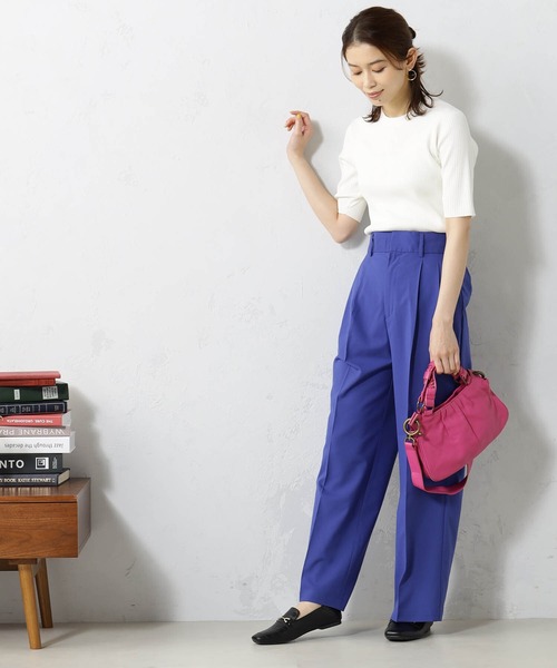 FOUND GOOD(ファウンドグッド)の「リブタイトニット5分袖プルオーバー(ニット/セーター・レディース・ブラック/ブルー系6/ホワイト系5/グレー系/ピンク系5・L/M/S)」の13枚目の写真