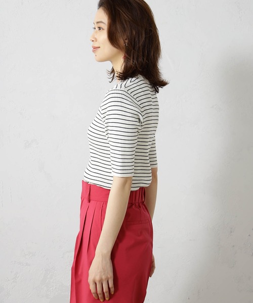 FOUND GOOD(ファウンドグッド)の「リブタイトニット5分袖プルオーバー(ニット/セーター・レディース・ブラック/ブルー系6/ホワイト系5/グレー系/ピンク系5・L/M/S)」の19枚目の写真