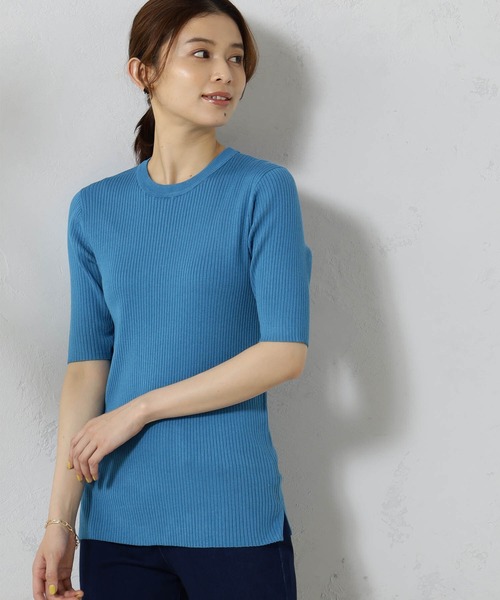 FOUND GOOD(ファウンドグッド)の「リブタイトニット5分袖プルオーバー(ニット/セーター・レディース・ブラック/ブルー系6/ホワイト系5/グレー系/ピンク系5・L/M/S)」の22枚目の写真