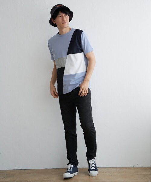 ikka(イッカ)の「ブロックスポンチ切り替えTシャツ(Tシャツ/カットソー・メンズ・グリーン/ホワイト/ネイビー/ブルー・S/M/L/XL)」の9枚目の写真