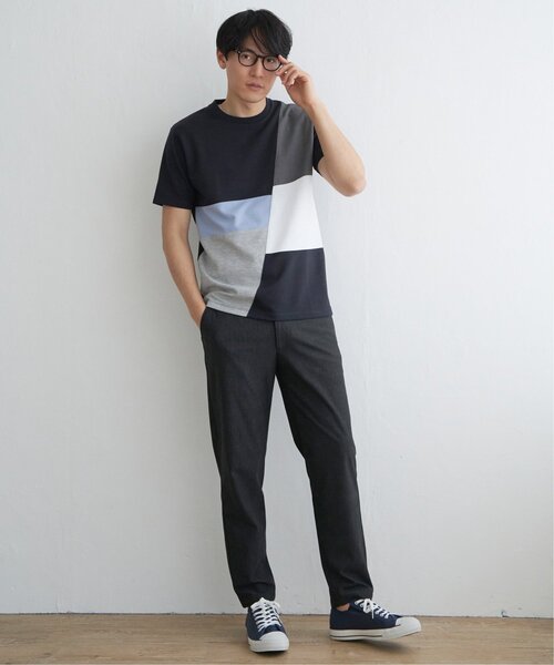 ikka(イッカ)の「ブロックスポンチ切り替えTシャツ(Tシャツ/カットソー・メンズ・グリーン/ホワイト/ネイビー/ブルー・S/M/L/XL)」の10枚目の写真