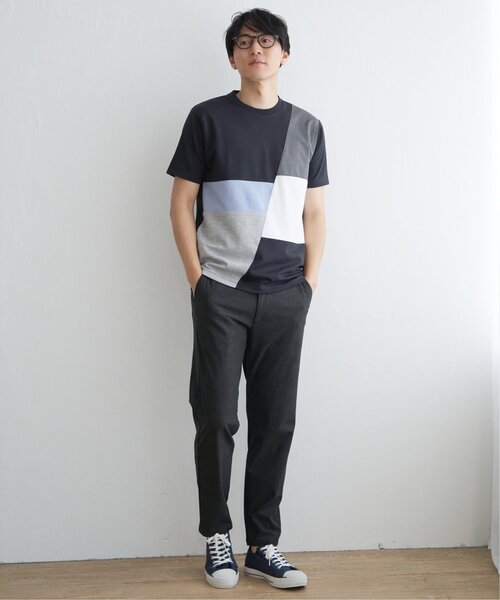 ikka(イッカ)の「ブロックスポンチ切り替えTシャツ(Tシャツ/カットソー・メンズ・グリーン/ホワイト/ネイビー/ブルー・S/M/L/XL)」の11枚目の写真