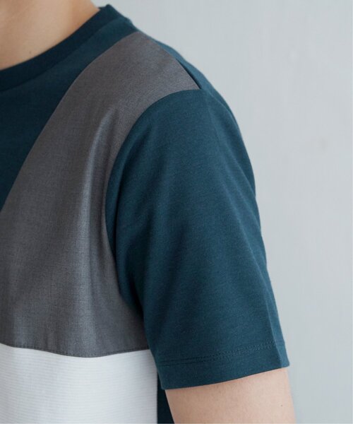 ikka(イッカ)の「ブロックスポンチ切り替えTシャツ(Tシャツ/カットソー・メンズ・グリーン/ホワイト/ネイビー/ブルー・S/M/L/XL)」の16枚目の写真