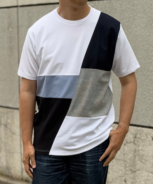 ikka(イッカ)の「ブロックスポンチ切り替えTシャツ(Tシャツ/カットソー・メンズ・グリーン/ホワイト/ネイビー/ブルー・S/M/L/XL)」の19枚目の写真
