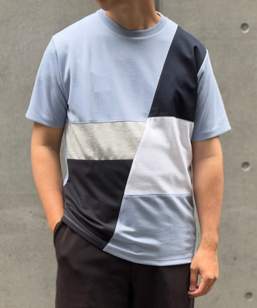 ikka(イッカ)の「ブロックスポンチ切り替えTシャツ(Tシャツ/カットソー・メンズ・グリーン/ホワイト/ネイビー/ブルー・S/M/L/XL)」の20枚目の写真