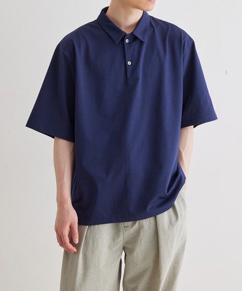 ADAM ET ROPE'（アダムエロペ）の「ボックスシルエット ジャージー ポロシャツ / イージーケア / ユニセックス / 吸水速乾（ポロシャツ・メンズ・ブルー/ブラウン系その他/グリーン系その他/ブルー系その他/ブラック系その他3/ダークグリーン・L/M）」の21枚目の写真