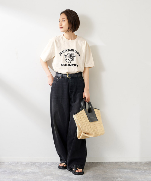 MIXTA（ミクスタ）の「《別注》【MIXTA/ミクスタ】MOUNTAIN LION CREW T-SHIRTS：Tシャツ（Tシャツ/カットソー・レディース・アイボリー/ブラック/ライトグレー・MEDIUM）」の18枚目の写真